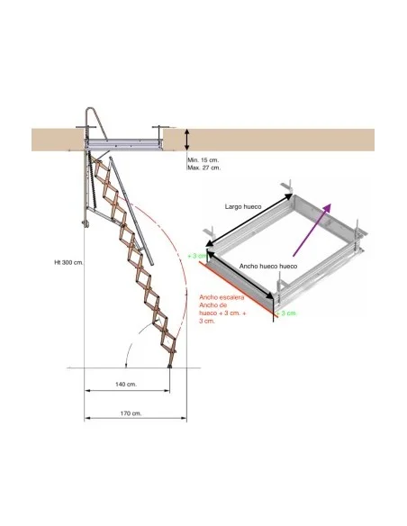 Escaleras Flexa escamoteable a pared