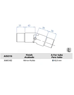 Codo regulable Brillo para tubo de 43mm - Arteferro 2