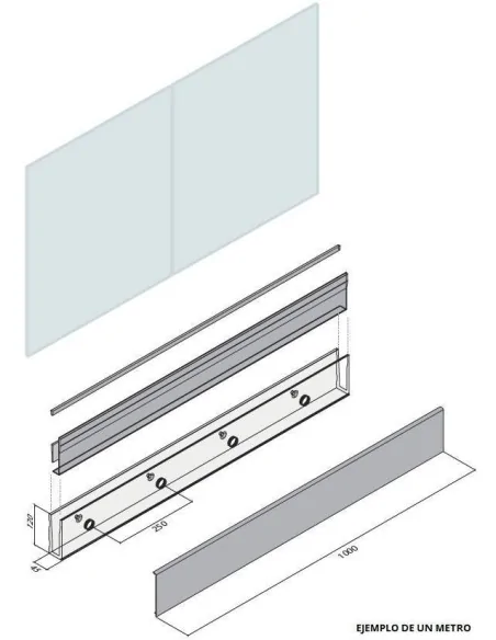 Kit perfil Glass U Atenea anclaje lateral - Arteferro