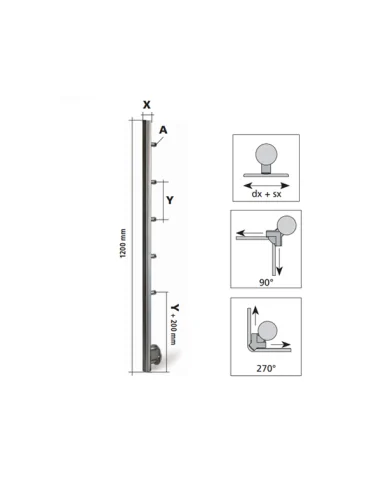 Poste mecanizado para 5 varillas anclaje lateral - Arteferro