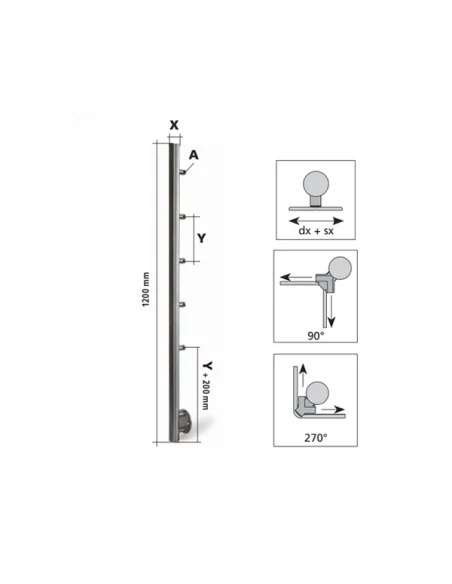 Poste mecanizado para 5 varillas anclaje lateral - Arteferro