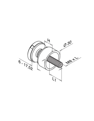 Adaptador vidrio Ø30mm rosca M8 | Q-Railing | Barmet