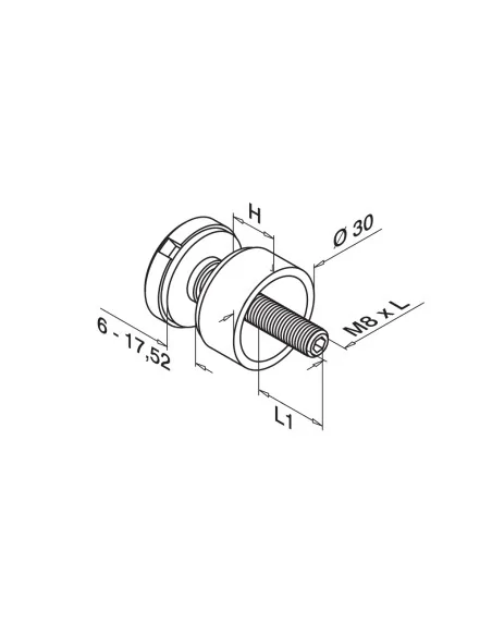 Adaptador vidrio Ø30mm rosca M8 | Q-Railing | Barmet