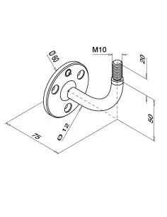 Soporte pasamanos vidrio M10 MOD 0118 | Q-Railing | Barmet 2