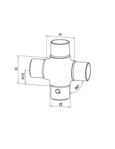Conector cruz MOD 0309 inox | Q-Railing | Barmet 2