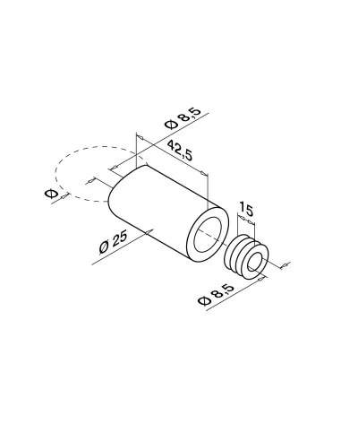 Separador prisionero MOD 0625 inox | Q-Railing | Barmet