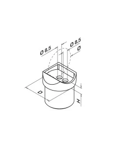 Adaptador para tubo, 48,3x2mm, MOD 0771, 304, para pasamanos 48.3 mm, 2