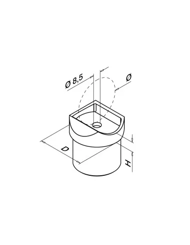 Adaptador para tubo, 33.7 x 2 mm, MOD 0774, 304, satinado | Q-Railing