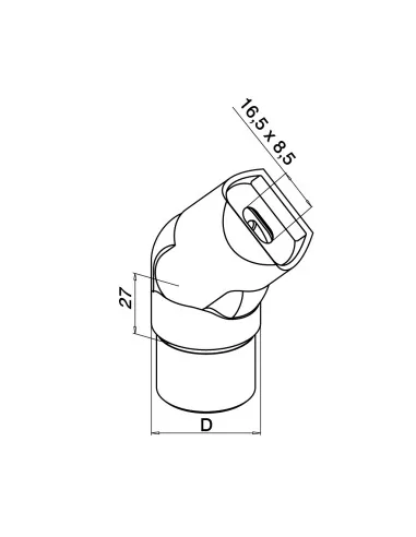 Adaptador ajustable para tubo, MOD 0776, 304, 42,4x2mm, para pasamanos