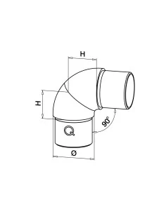 Conector ajustable tubo, 0-90 grados MOD 0791, 304, para pasamanos 42, 2