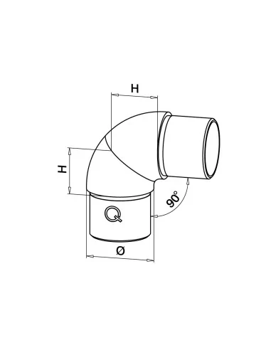 Conector ajustable tubo, 0-90 grados MOD 0791, 304, para pasamanos 42,