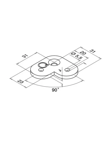 Platina soporte pasamanos 90 grados MOD 1802 304 | Q-Railing | Barmet