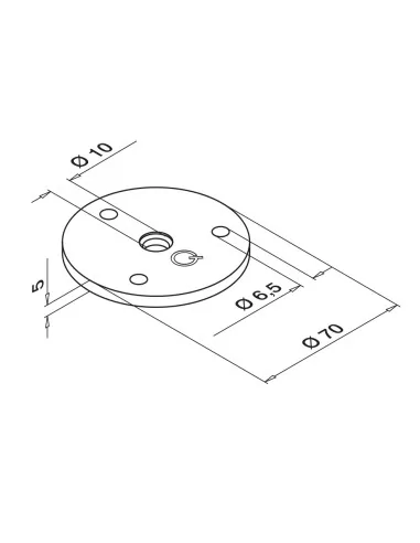 Platina 3 agujeros 70x5mm MOD 1936 304 | Q-Railing | Barmet