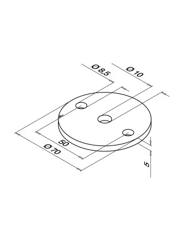 Platina 2 agujeros 70x5mm MOD 1939 304 | Q-Railing | Barmet