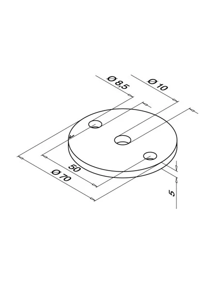 Platina 2 agujeros 70x5mm MOD 1939 304 | Q-Railing | Barmet
