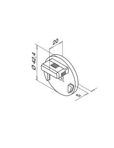 Tapa plana para pasamanos, MOD 6732, alu, para perfil U superior 42.4 m 2