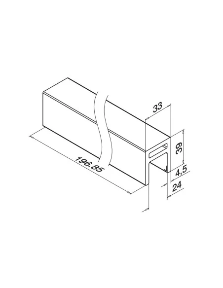 Pasamanos, Easy Glass, MOD 6911, alu, 33 x 39 mm, longitud: 5000 mm, a