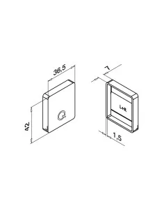 Tapón plano para pasamanos, MOD 6913, alu, para perfil U 33 x 39 mm, a 2