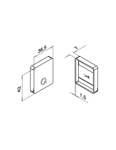 Tapón plano para pasamanos, MOD 6913, alu, para perfil U 33 x 39 mm, a