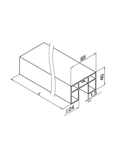 Pasamanos, Easy Glass, MOD 6924, alu, 65 x 40 mm, longitud: 5000 mm, a 2