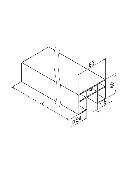 Pasamanos, Easy Glass, MOD 6924, alu, 65 x 40 mm, longitud: 5000 mm, a
