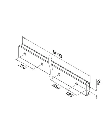 Perfil para suelo, Slim, MOD 8030, alu, montaje lateral, longitud: 500