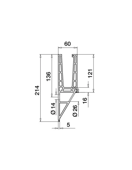 Esquinero perfil, Pro Y, MOD 8141, alu, esquina interior, cepillado, m