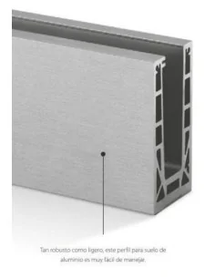 Perfil para suelo barandilla vidrio montaje superior 8510 Easy Glass Max 2500mm