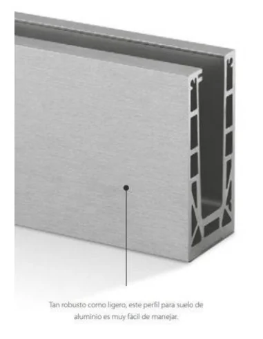Perfil para suelo barandilla vidrio montaje superior 8510 Easy Glass Max 2500mm