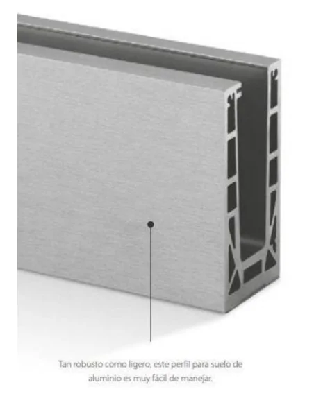 Perfil para suelo barandilla vidrio montaje superior 8510 Easy Glass Max 2500mm