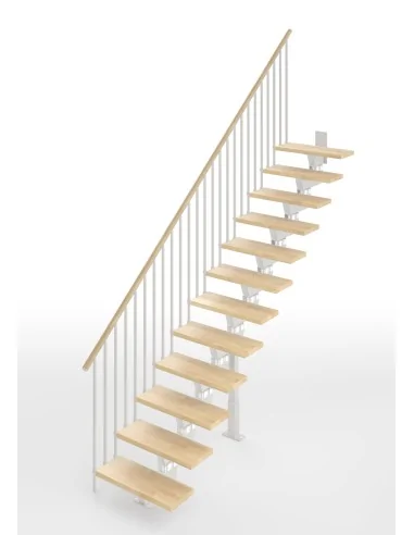 Escalera Knock recta 12 escalones - madera Natural 12, estructura blanca