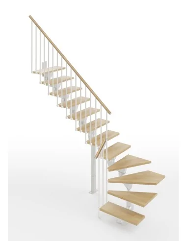 Escalera Knock en L (1 giro) 12 escalones - madera Natural 12, estructura blanca