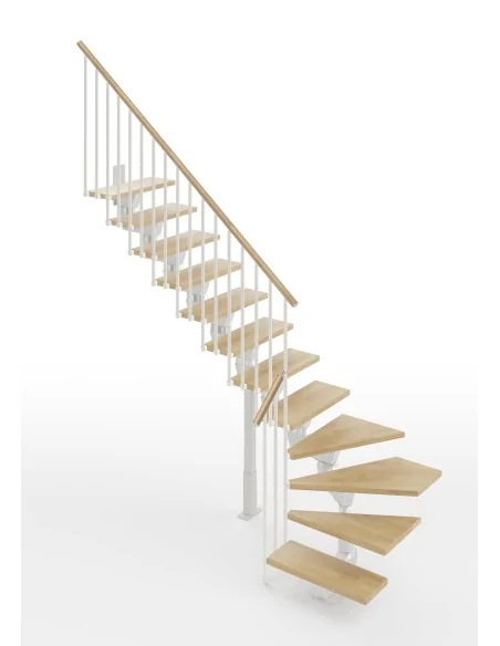 Escalera Knock en L (1 giro) 12 escalones - madera Natural 12, estructura blanca
