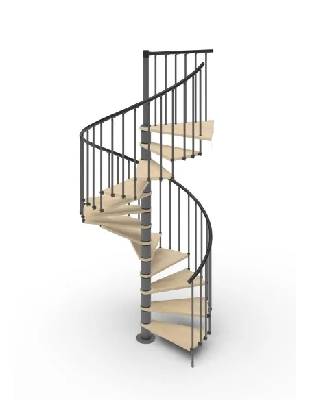 Escalera de caracol Phola 13 escalones - Natural 12, estructura gris antracita
