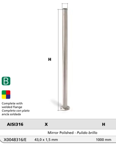 Poste liso redondo con anclaje X0048316/E | Barmet