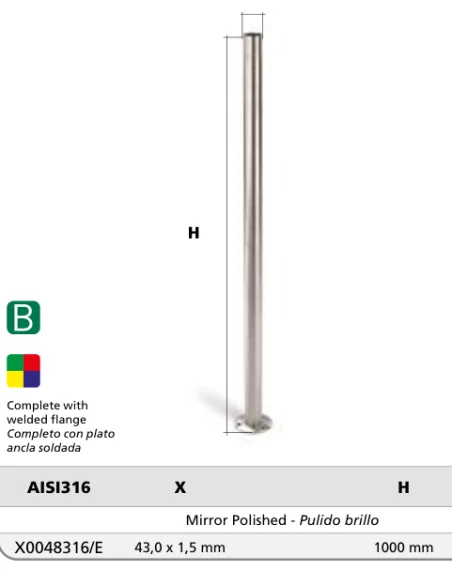 Poste liso redondo con anclaje X0048316/E | Barmet
