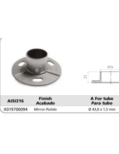 Base para tubo Ø43 con embellecedor X019700094/E | Barmet