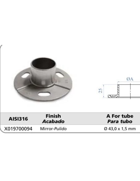 Base para tubo Ø43 con embellecedor X019700094/E | Barmet