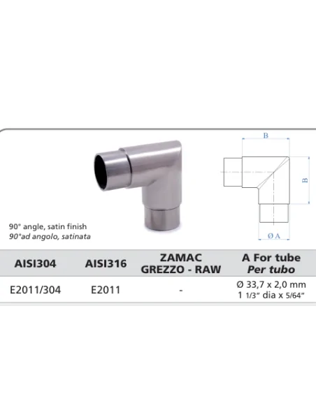Conector para tubo de acero Ø33,7 E2011/304 | Barmet