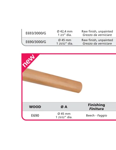 Tubo de acero Ø45 mm x 3000 mm E690/3000 | Barmet