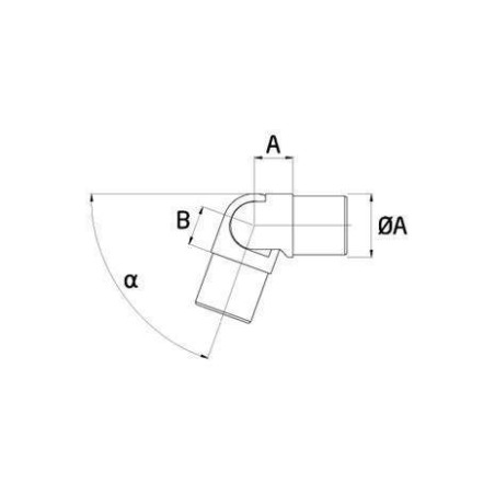 Plano Conector regulable para pasamanos en acero inoxidable redondo AISI-316
