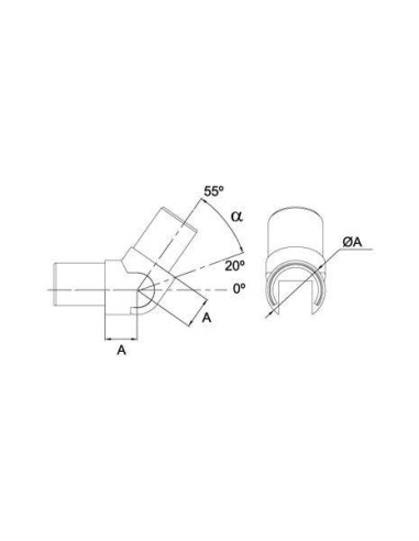 Plano Conector regulable para pasamanos de vidrio sa-416