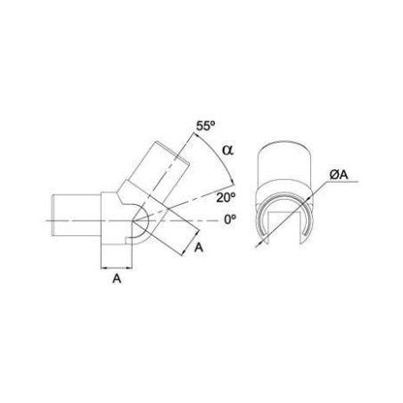 Plano Conector regulable para pasamanos de vidrio sa-416