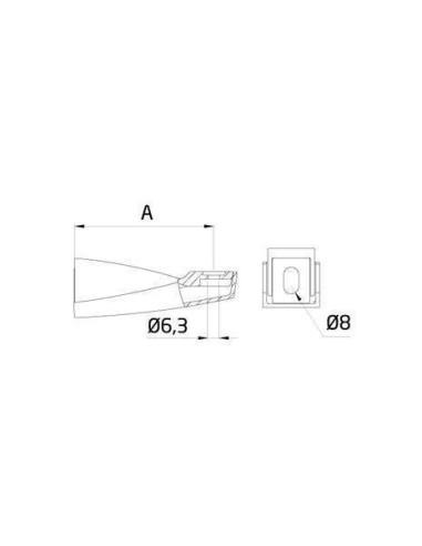 Medidas Soporte fijo para pasamanos a pared plano en acero inoxidable AISI-316 ST-334