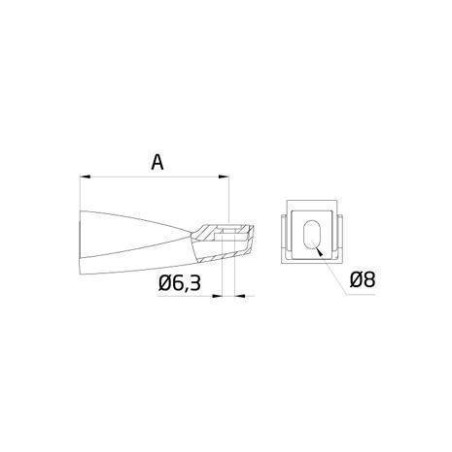 Medidas Soporte fijo para pasamanos a pared plano en acero inoxidable AISI-316 ST-334
