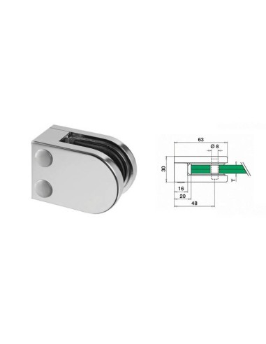  pinza para barandillas de vidrio Modelo 22 inox tubo 42 AISI304 satinado