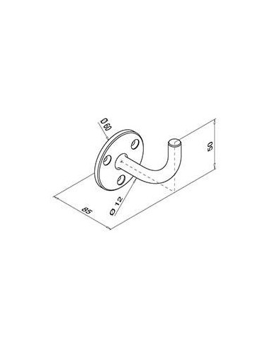 Medidas Soporte para pasamanos Modelo 0113 AISI 304 (Soldable)