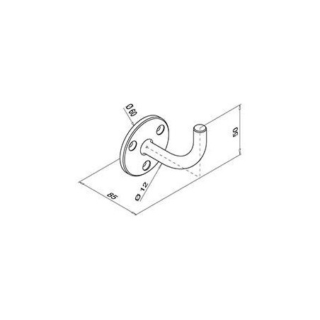 Medidas Soporte para pasamanos Modelo 0113 AISI 304 (Soldable)