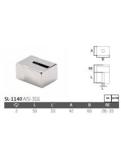 SL-1140 AISI 316 Soporte de pasamanos para pared-pletina 2
