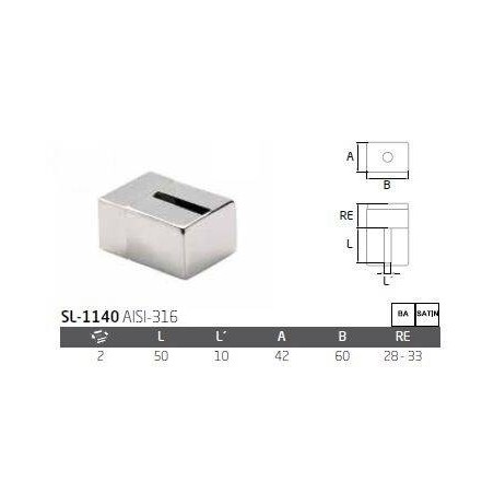 Plano Soporte de poste SL-1140 AISI 316 para pared-pletina
